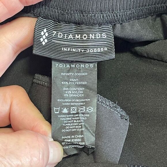 7 Diamonds Black Polyester Sport Infinity Jogger Activewear Pants Medium - Picture 7 of 7